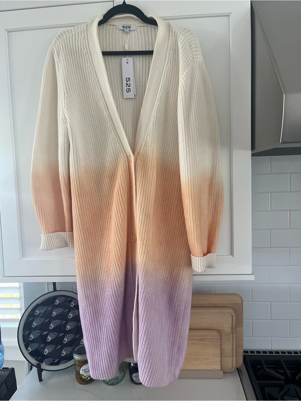 525 America Cream Open-Knit Cardigan